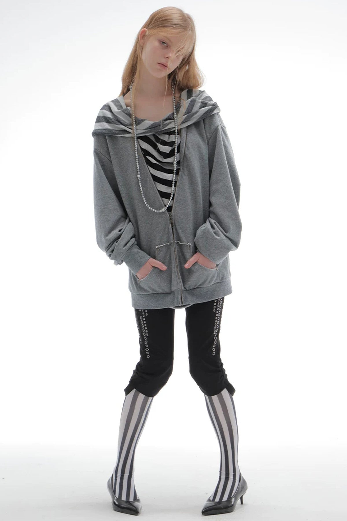 Oversized Striped Drop Shoulder Patchwork Sweatshirt