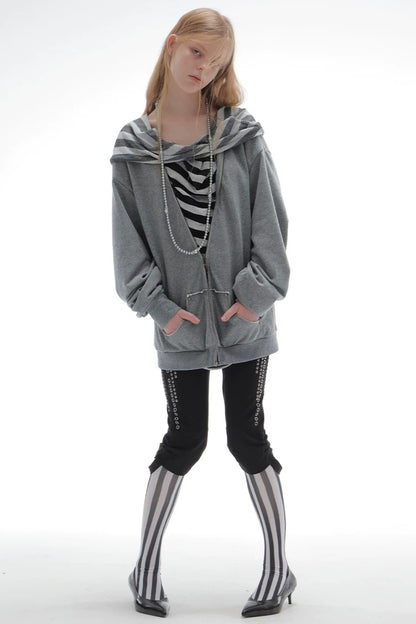 Oversized Striped Drop Shoulder Patchwork Sweatshirt