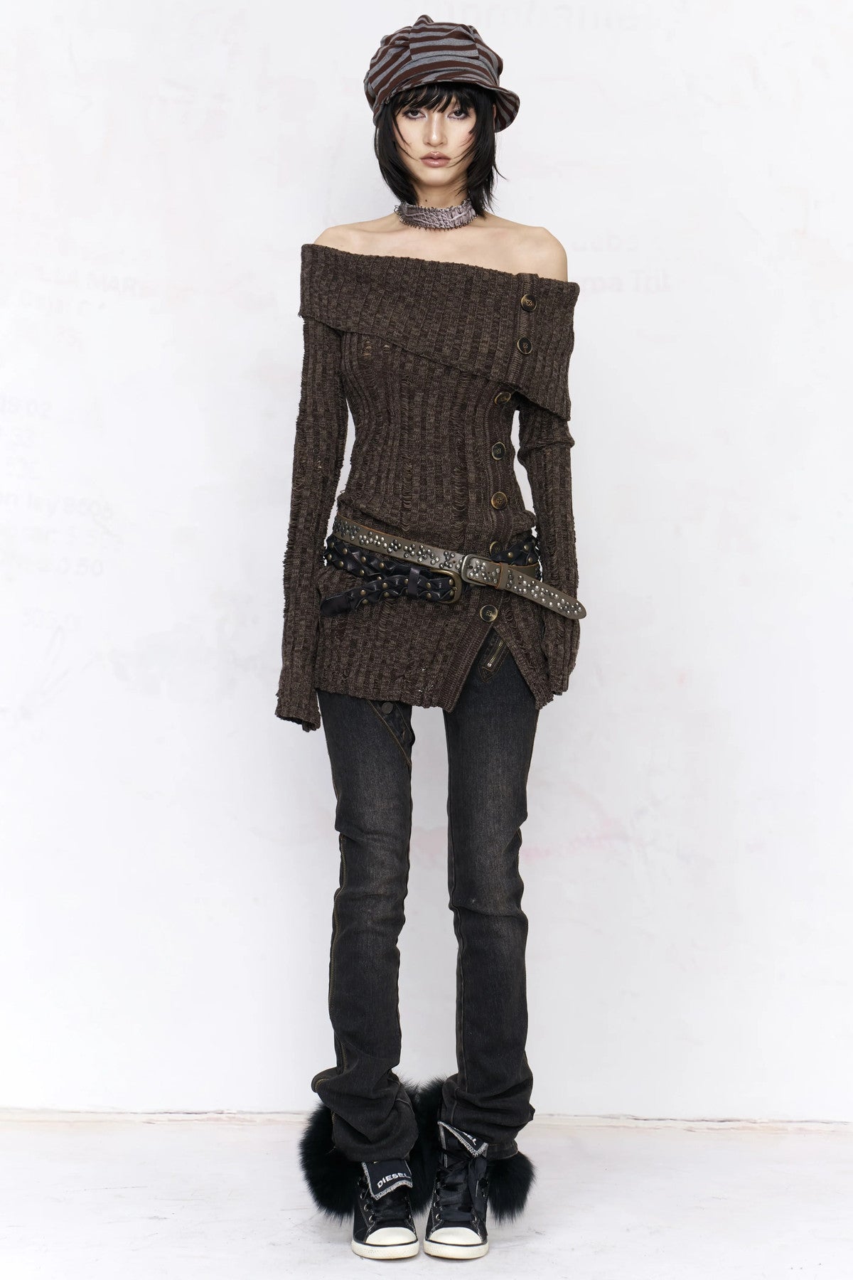 Two-Way Deconstructed Zipper Flared Jeans
