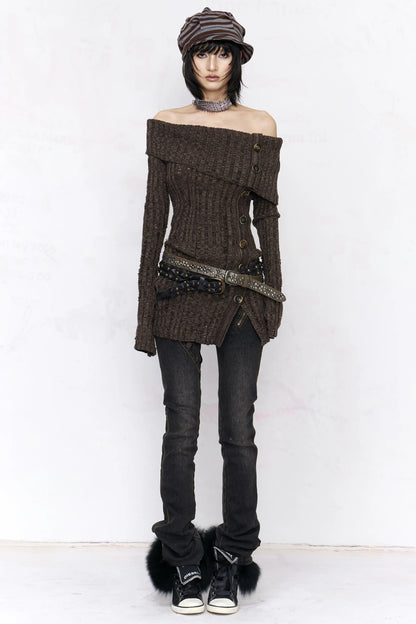 Two-Way Deconstructed Zipper Flared Jeans