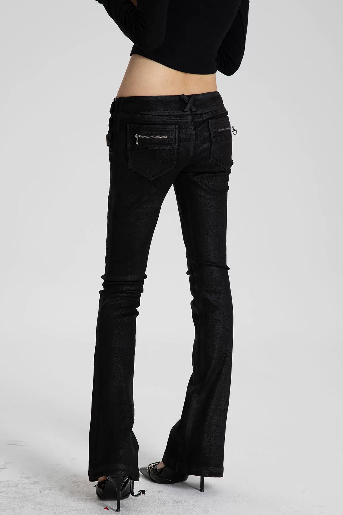 Low-Waist Waxed Denim Jeans