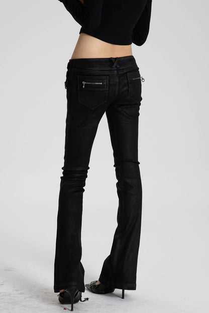 Low-Waist Waxed Denim Jeans