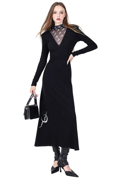 Mesh High Neck Dress