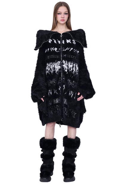 Reversible Mink Fur Hooded Gloves Jacket