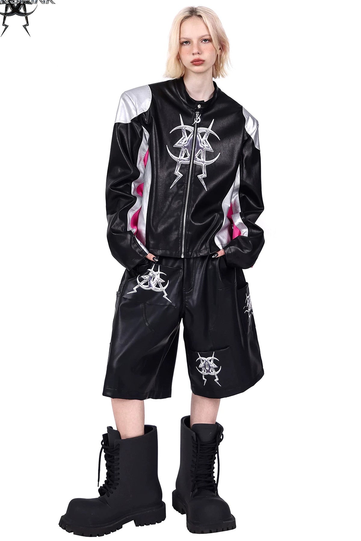 Cyberpunk Leather Shoulder Pad Motorcycle Jacket