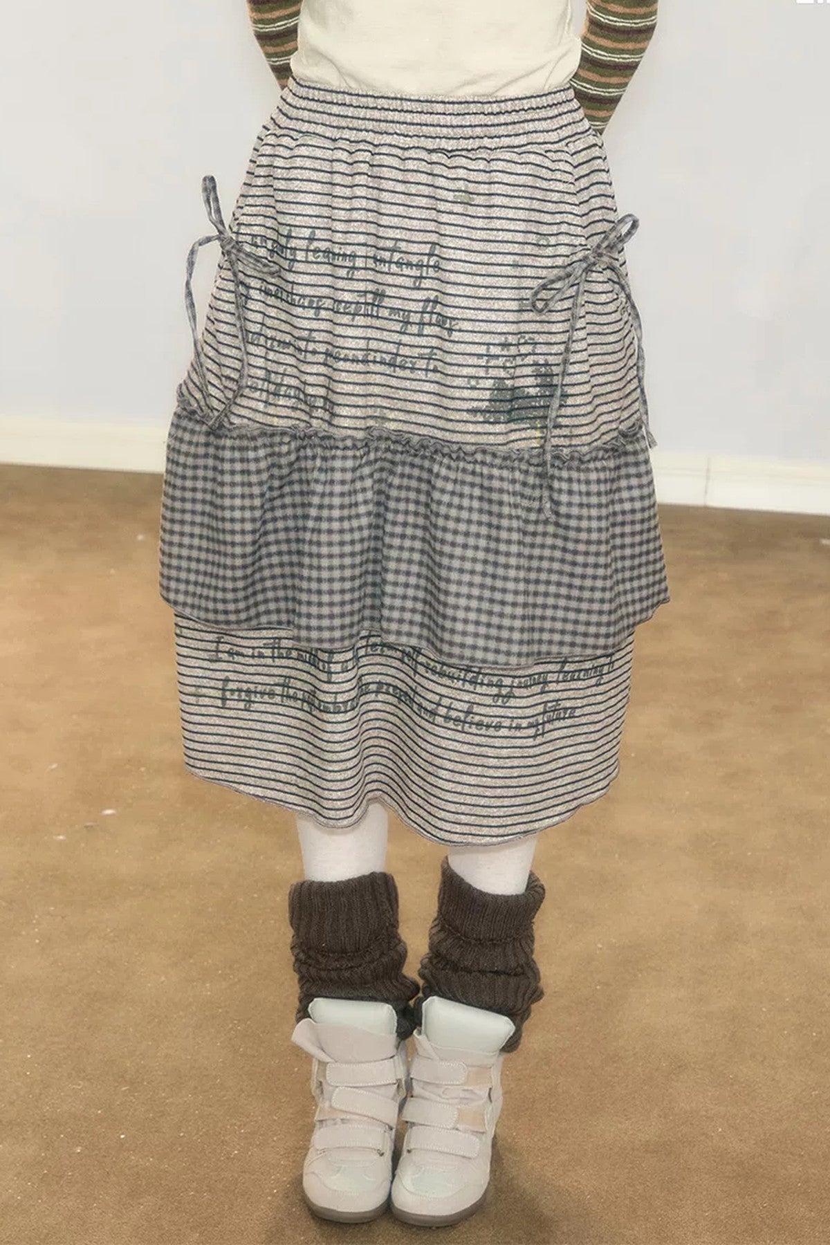 Plaid Letter Print Skirt