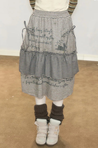 Plaid Letter Print Skirt