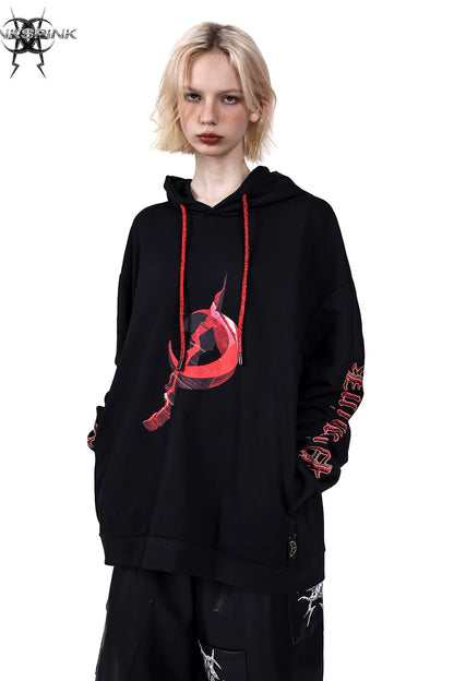 Electric Moon Diamond Drawstring Hoodie