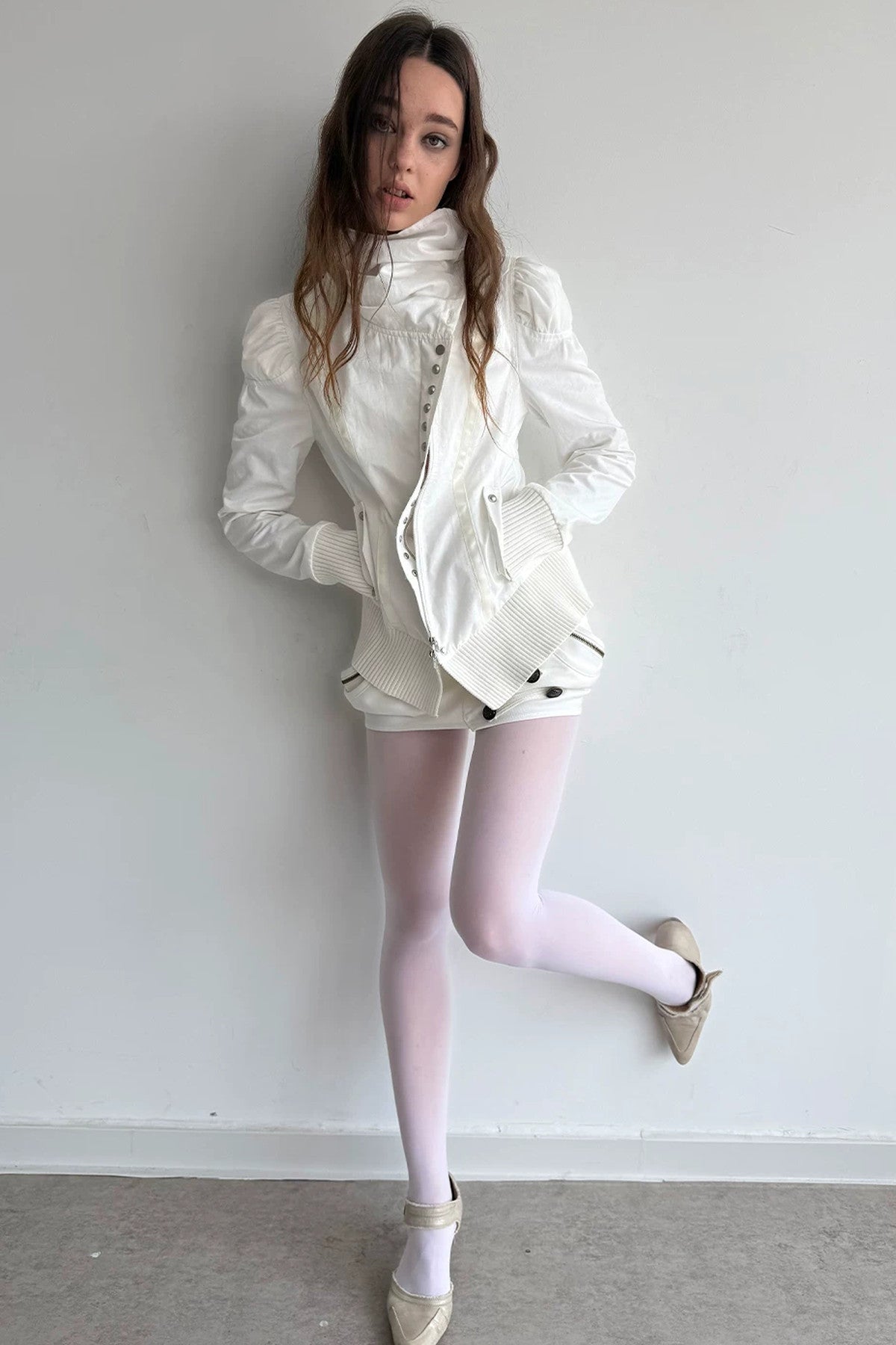 Asymmetrical High-Neck Court-Style Jacket
