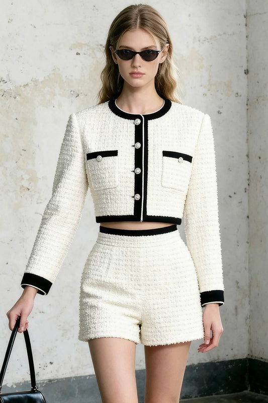 White Jacket and Shorts Set