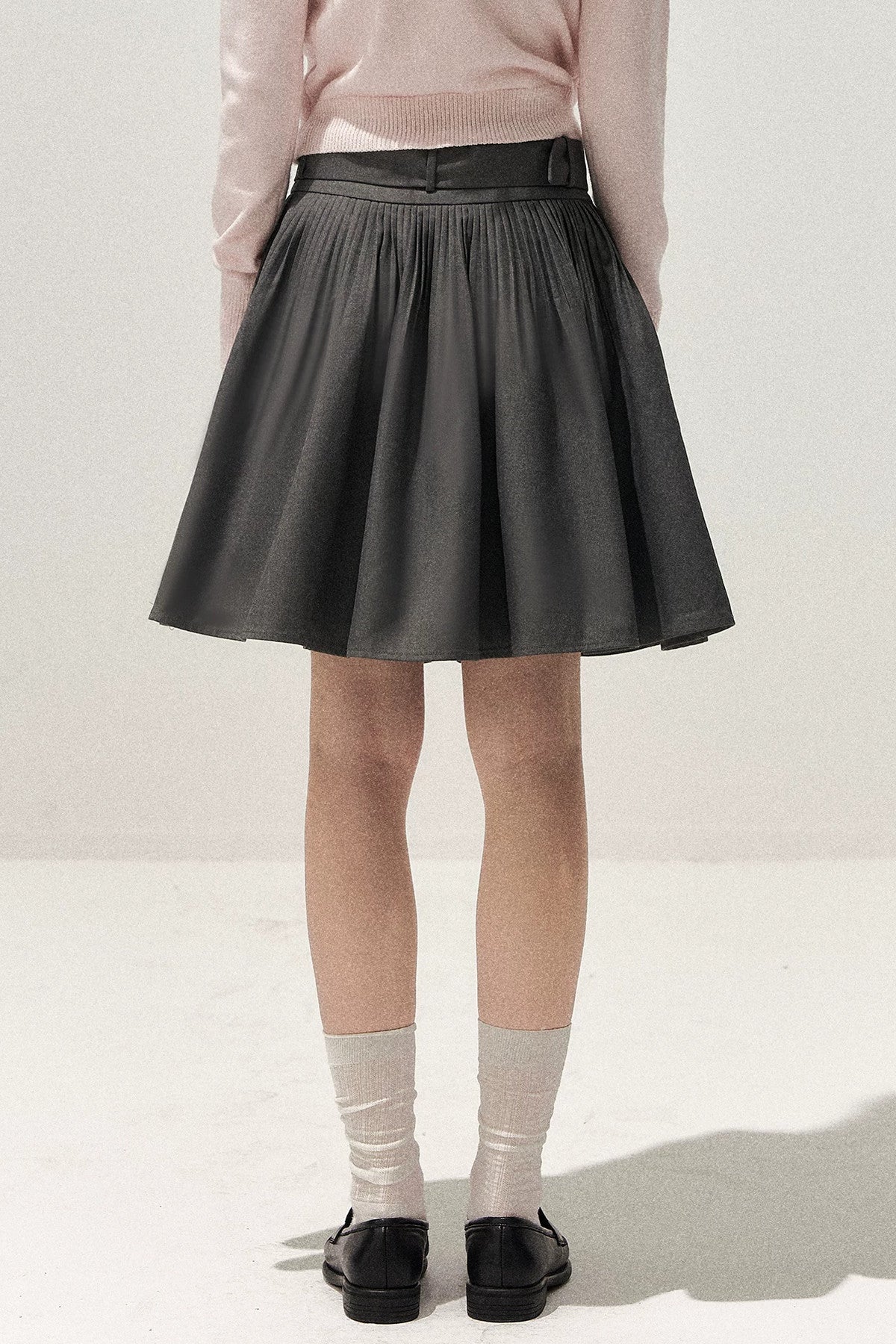 Gray Pleated Ballet Umbrella Skirt