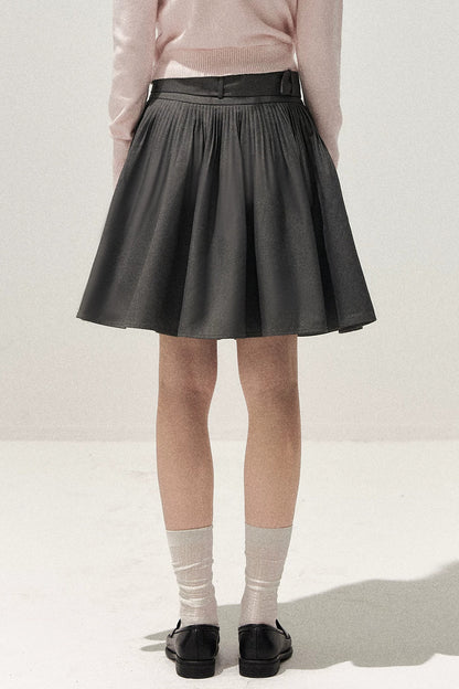 Gray Pleated Ballet Umbrella Skirt