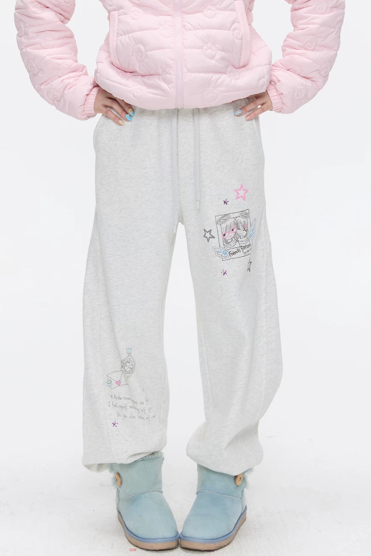 Gray Fleece-Lined Sweatpants