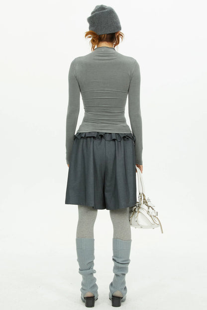 Gray Lace Knit Top