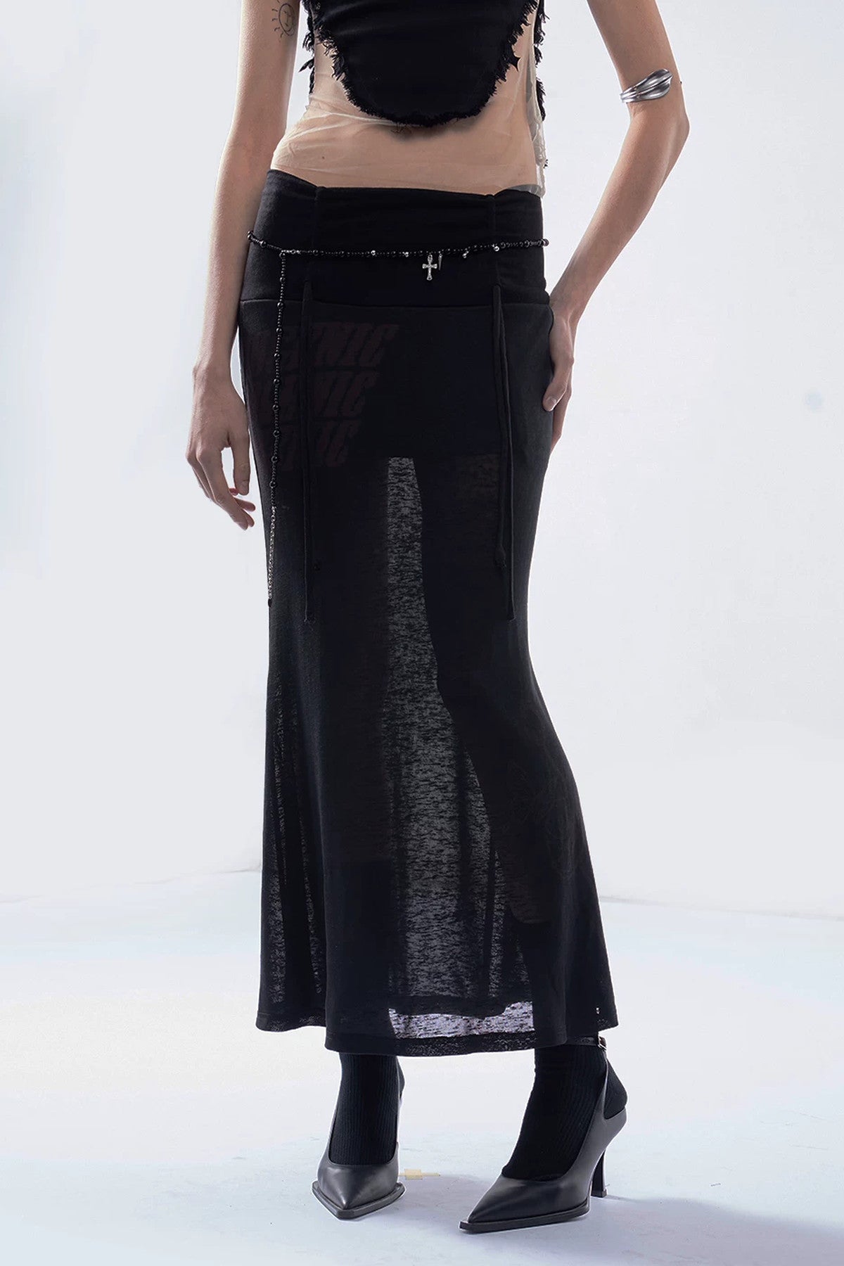 Punk English Printed Tencel Fishtail Skirt