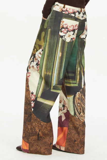Patchwork Print Scimitar Pants