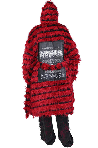 Oversized Silhouette Black Red Fur Coat
