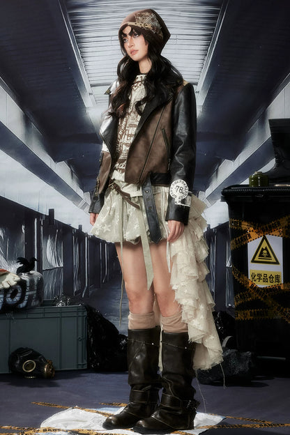 Veste en cuir patchwork
