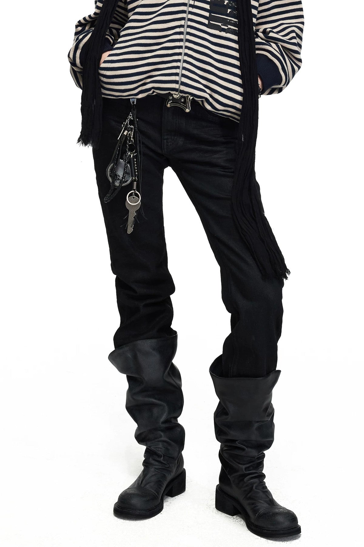Matte Waxed Straight-Leg Jeans
