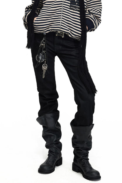 Matte Waxed Straight-Leg Jeans