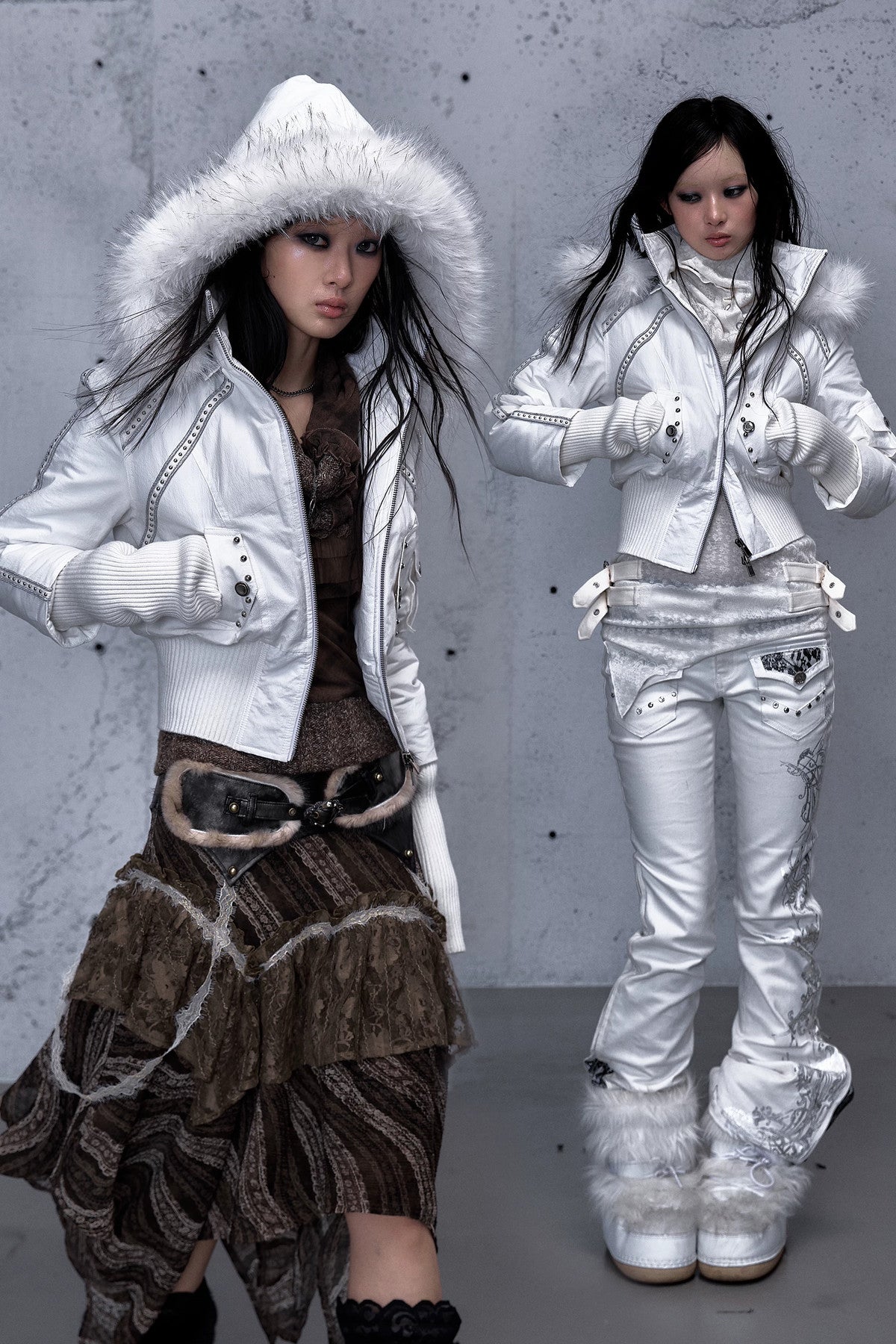 Hooded Fur Collar Parka Outer
