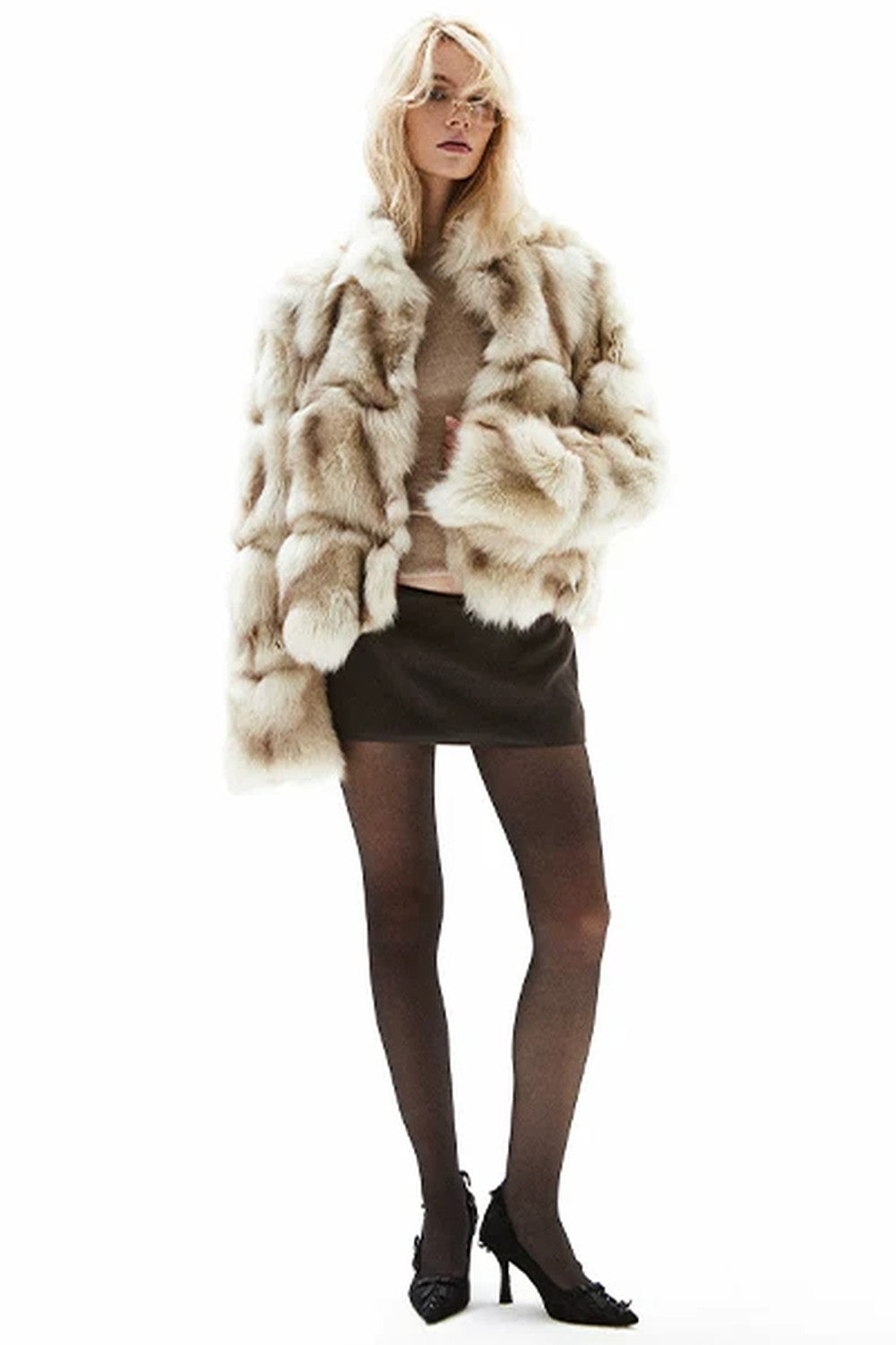 Spray-Dyed Fox Fur Coat