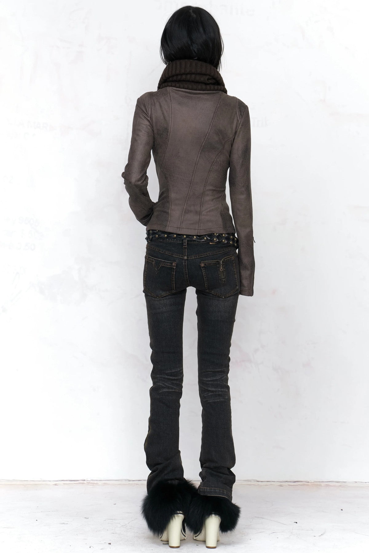 Two-Way Deconstructed Zipper Flared Jeans