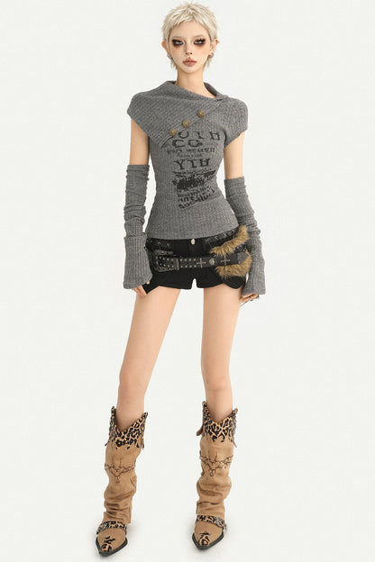 Punk Studded Leather Belt With Metal Buckle