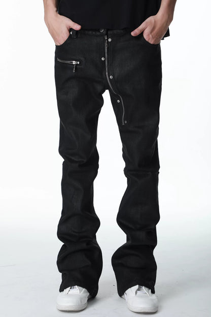 Deconstructed Wax Coated Denim Pants