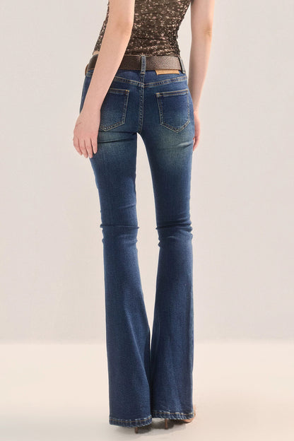 Low-Waist Skinny Flared Denim Jeans