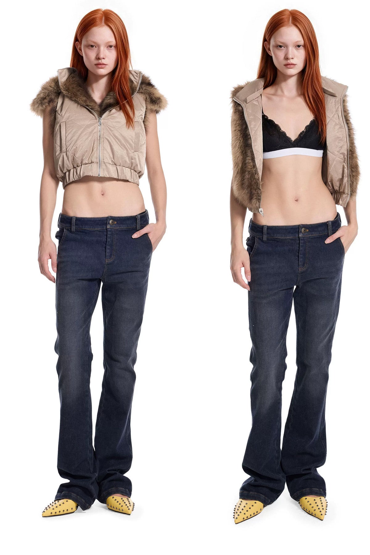 Reversible Detachable Fur Collar Vest