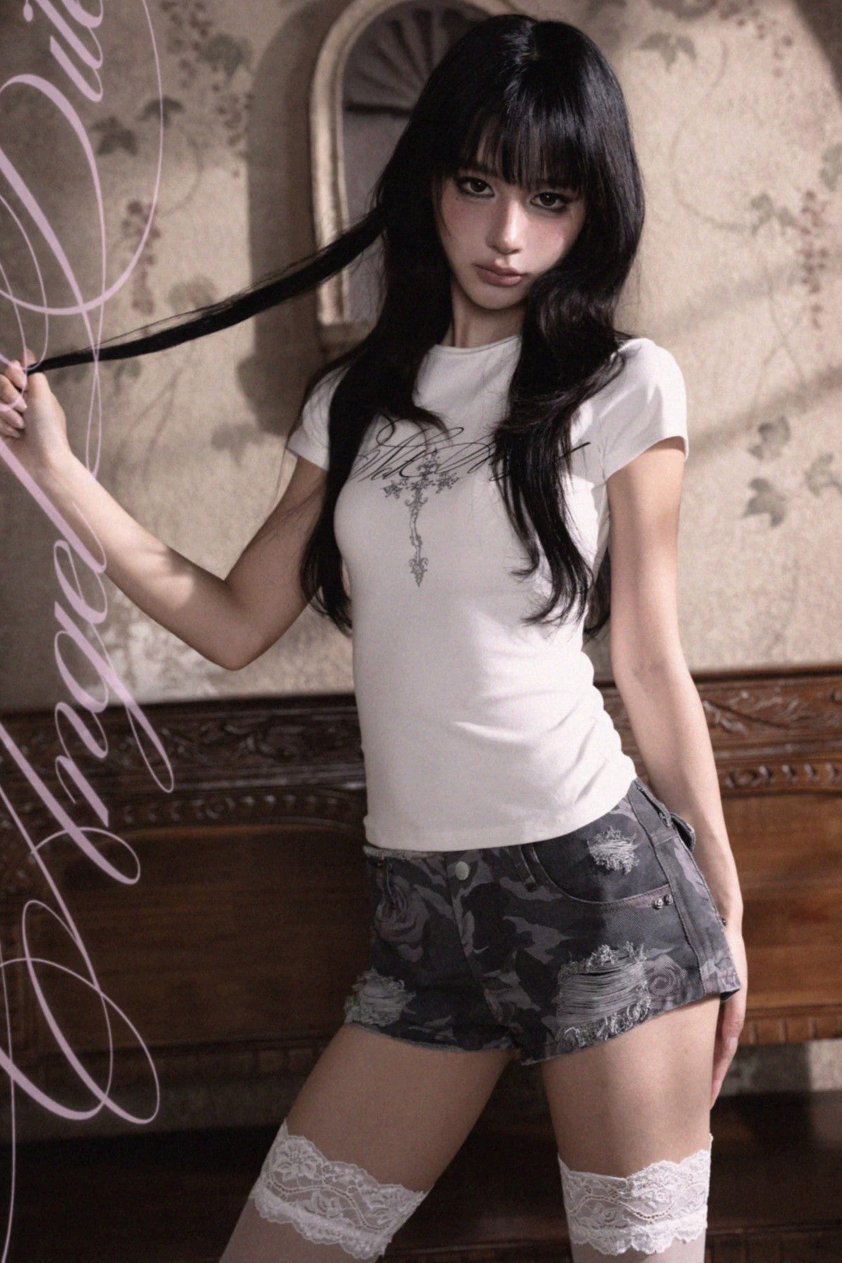 Rose Camo Low-Waist Shorts