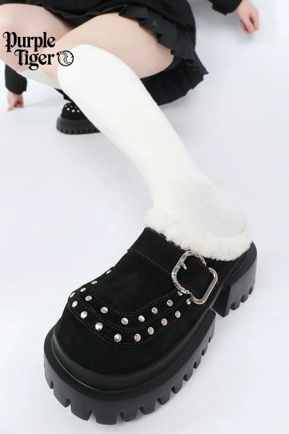 Punk Furry Thick-Soled Mules