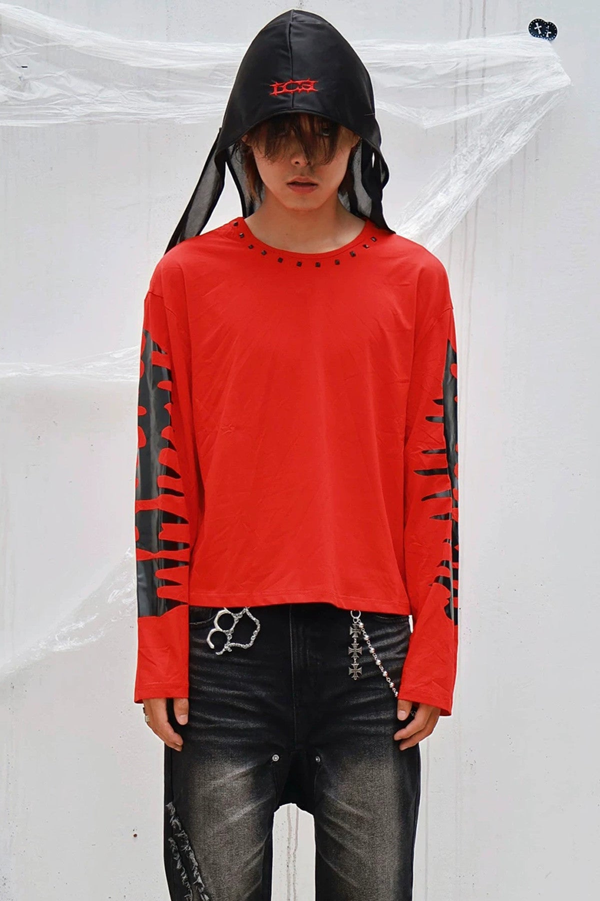 Eye Print Studded Long Sleeve Tee