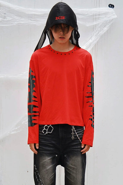 Eye Print Studded Long Sleeve Tee