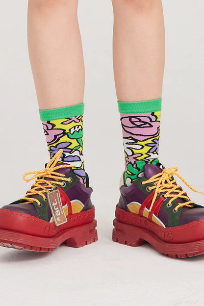 Floral Cotton Mid-Calf Socks