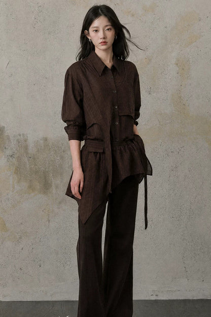 Layered-Look Blouse and Skirt Set-Up