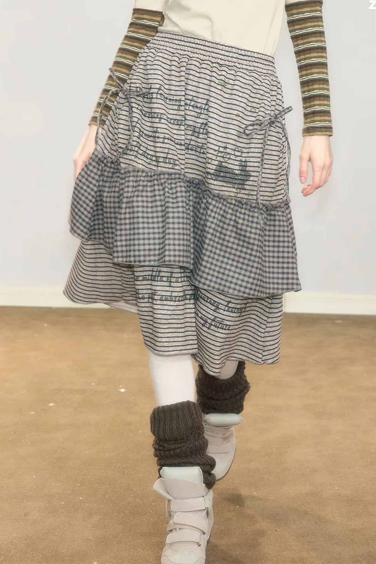 Plaid Letter Print Skirt