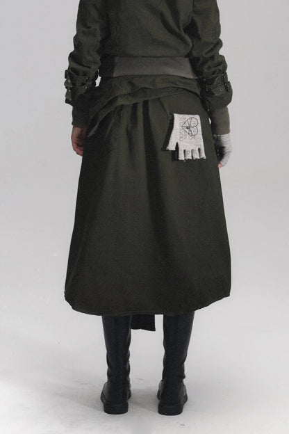 Irregular Graffiti Print Denim Skirt