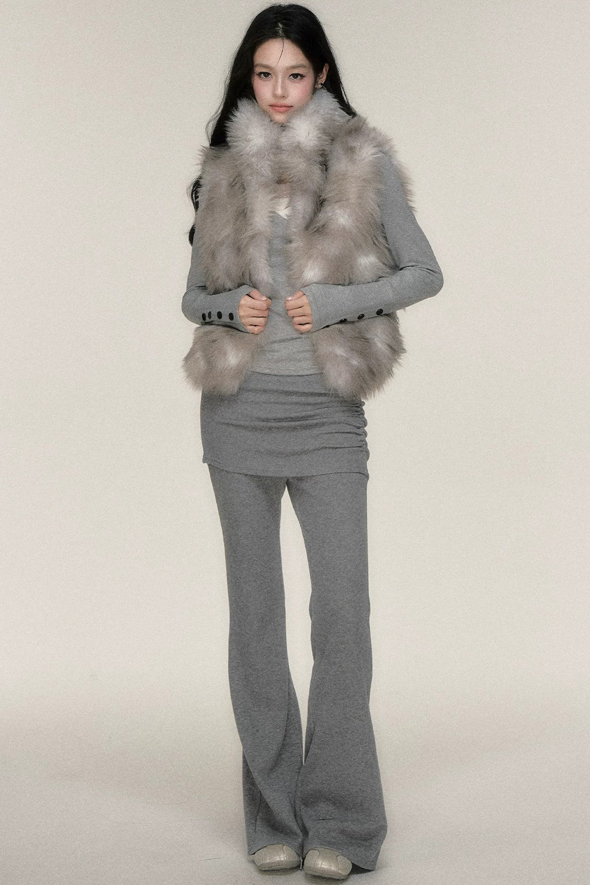 Pleated Cuffed Flared Pants