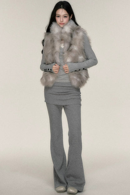 Pleated Cuffed Flared Pants