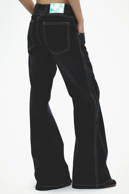 Laser Whiskered Button-Down Jeans