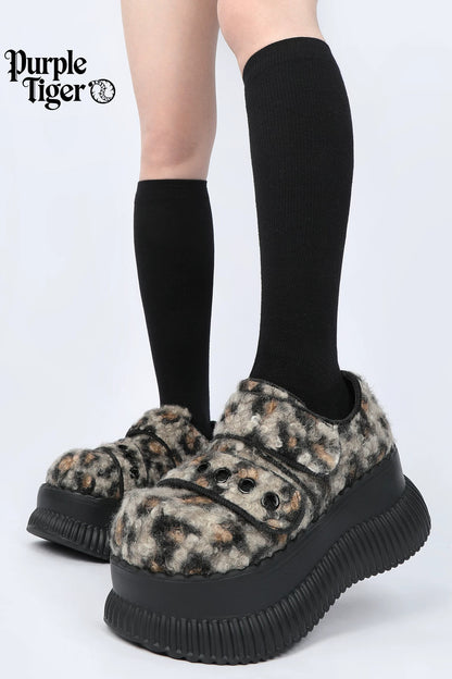 Height-Increasing Leopard Print Platform Shoes