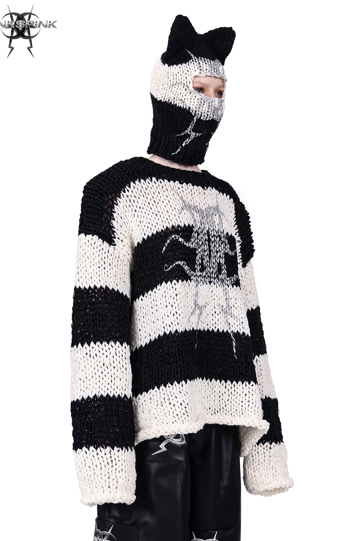 Cat Ear Striped Knitted Balaclava