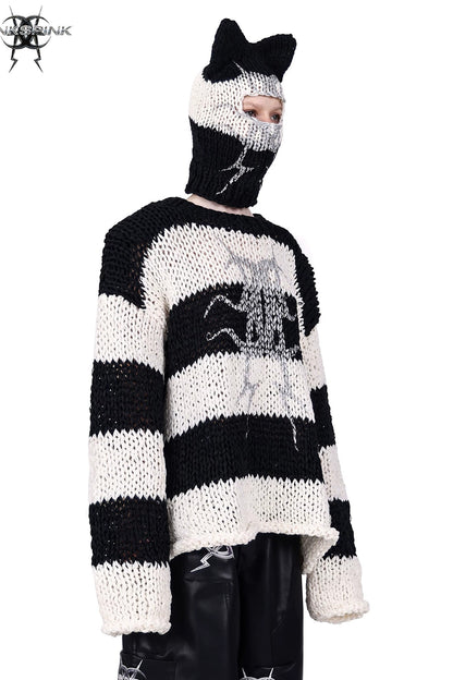 Cat Ear Striped Knitted Balaclava