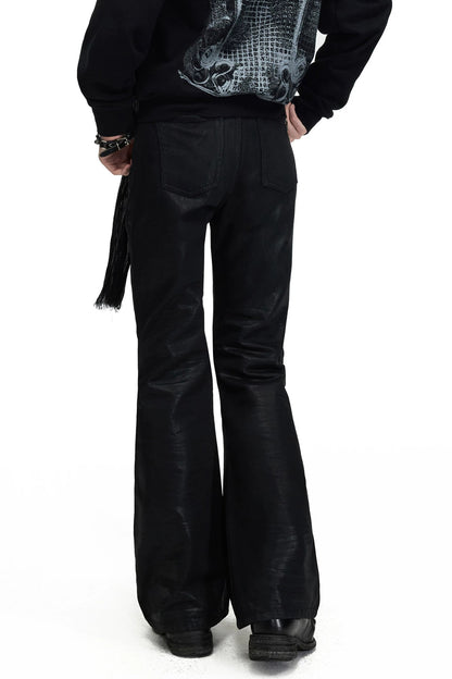 Waxed Flared Skinny Denim Jeans