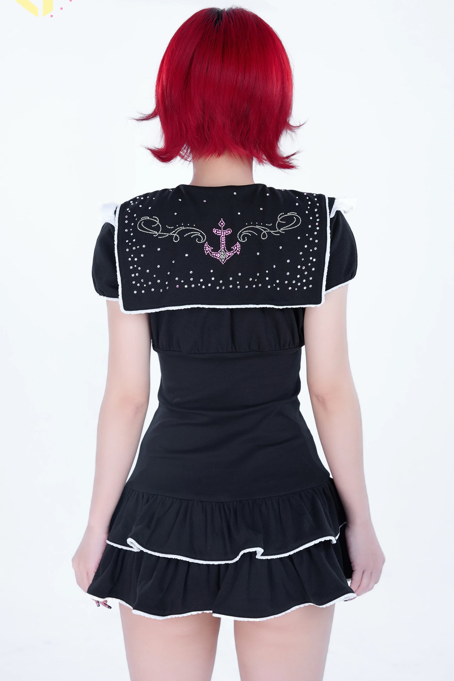 Sparkling Sailor Rhinestone Tiered Dress Set-Up