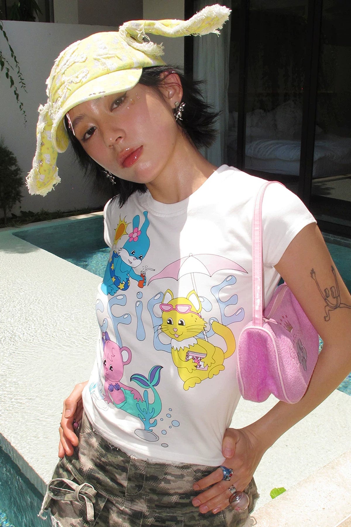 Cat Rabbit Print Bunny Ear Baseball Cap