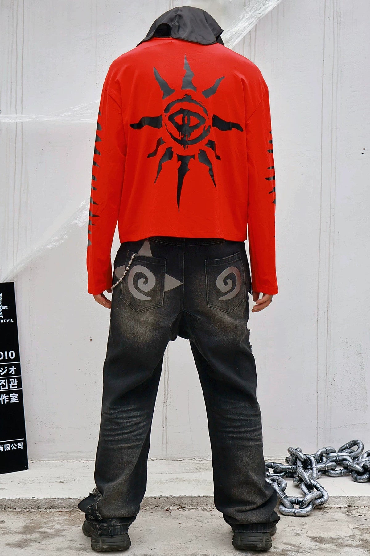Eye Print Studded Long Sleeve Tee