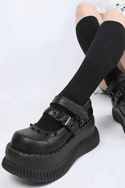 Studded 7cm Height-Increasing Platform Mary Jane Shoes